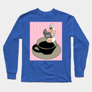 Coffee Cup Bathing Drinking Crazy Long Sleeve T-Shirt